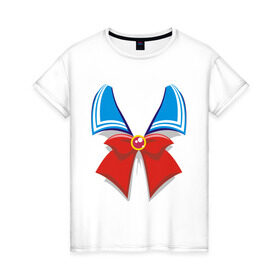 Женская футболка хлопок с принтом Бантик аниме-девочки в Екатеринбурге, 100% хлопок | прямой крой, круглый вырез горловины, длина до линии бедер, слегка спущенное плечо | anime | бант
