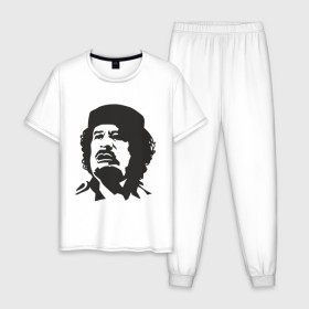 Мужская пижама хлопок с принтом Каддафи в Екатеринбурге, 100% хлопок | брюки и футболка прямого кроя, без карманов, на брюках мягкая резинка на поясе и по низу штанин
 | кадафи | каддафи | ливия | муамар | муаммар