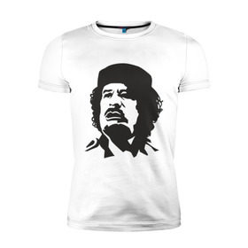 Мужская футболка премиум с принтом Каддафи в Екатеринбурге, 92% хлопок, 8% лайкра | приталенный силуэт, круглый вырез ворота, длина до линии бедра, короткий рукав | кадафи | каддафи | ливия | муамар | муаммар