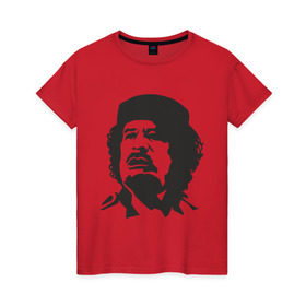 Женская футболка хлопок с принтом Каддафи в Екатеринбурге, 100% хлопок | прямой крой, круглый вырез горловины, длина до линии бедер, слегка спущенное плечо | кадафи | каддафи | ливия | муамар | муаммар