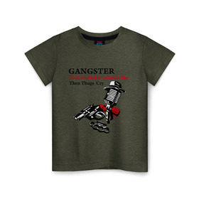 Детская футболка хлопок с принтом Gangster mafia в Екатеринбурге, 100% хлопок | круглый вырез горловины, полуприлегающий силуэт, длина до линии бедер | gangsters | гангстеры | костет | мафия | оружие | пистолет | револьвер