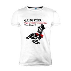Мужская футболка премиум с принтом Gangster mafia в Екатеринбурге, 92% хлопок, 8% лайкра | приталенный силуэт, круглый вырез ворота, длина до линии бедра, короткий рукав | gangsters | гангстеры | костет | мафия | оружие | пистолет | револьвер