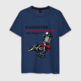 Мужская футболка хлопок с принтом Gangster mafia в Екатеринбурге, 100% хлопок | прямой крой, круглый вырез горловины, длина до линии бедер, слегка спущенное плечо. | gangsters | гангстеры | костет | мафия | оружие | пистолет | револьвер