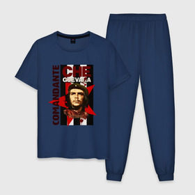 Мужская пижама хлопок с принтом Che Guevara (4) в Екатеринбурге, 100% хлопок | брюки и футболка прямого кроя, без карманов, на брюках мягкая резинка на поясе и по низу штанин
 | че гевара
