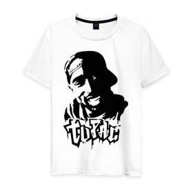 Мужская футболка хлопок с принтом 2pac (4) в Екатеринбурге, 100% хлопок | прямой крой, круглый вырез горловины, длина до линии бедер, слегка спущенное плечо. | gansta | hip | hip hop | hop | rap | tupac | реп | рэп | тупак | хип | хип хоп