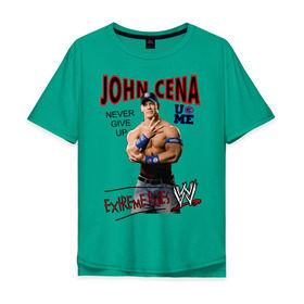 Мужская футболка хлопок Oversize с принтом John Cena Extreme Rules в Екатеринбурге, 100% хлопок | свободный крой, круглый ворот, “спинка” длиннее передней части | wwe | бои без правил | джон сина