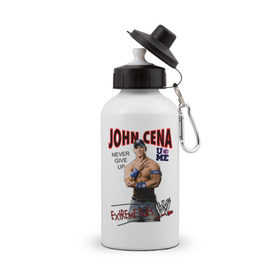 Бутылка спортивная с принтом John Cena Extreme Rules в Екатеринбурге, металл | емкость — 500 мл, в комплекте две пластиковые крышки и карабин для крепления | Тематика изображения на принте: wwe | бои без правил | джон сина