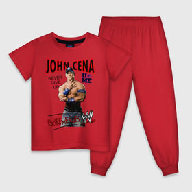 Детская пижама хлопок с принтом John Cena Extreme Rules в Екатеринбурге, 100% хлопок |  брюки и футболка прямого кроя, без карманов, на брюках мягкая резинка на поясе и по низу штанин
 | Тематика изображения на принте: wwe | бои без правил | джон сина