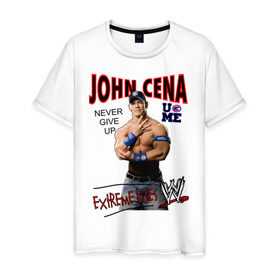 Мужская футболка хлопок с принтом John Cena Extreme Rules в Екатеринбурге, 100% хлопок | прямой крой, круглый вырез горловины, длина до линии бедер, слегка спущенное плечо. | Тематика изображения на принте: wwe | бои без правил | джон сина