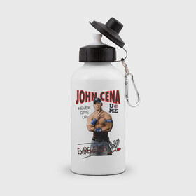 Бутылка спортивная с принтом John Cena Extreme Rules в Екатеринбурге, металл | емкость — 500 мл, в комплекте две пластиковые крышки и карабин для крепления | Тематика изображения на принте: джон сина