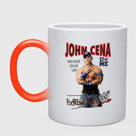 Кружка хамелеон с принтом John Cena Extreme Rules в Екатеринбурге, керамика | меняет цвет при нагревании, емкость 330 мл | Тематика изображения на принте: джон сина
