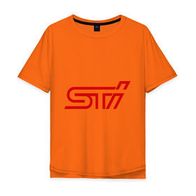 Мужская футболка хлопок Oversize с принтом STI в Екатеринбурге, 100% хлопок | свободный крой, круглый ворот, “спинка” длиннее передней части | impreza | sti | subaru | subaru impreza wrx sti | wrx | субару | субару импреза