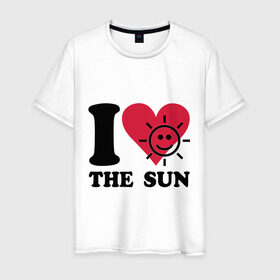 Мужская футболка хлопок с принтом I love the sun - Я люблю солнце в Екатеринбурге, 100% хлопок | прямой крой, круглый вырез горловины, длина до линии бедер, слегка спущенное плечо. | i love | sun | небо | погода | светить | солнечный | солнце | солнышко | я люблю солнце