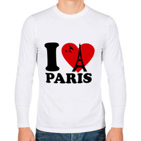 Мужской лонгслив хлопок с принтом Я люблю Париж в Екатеринбурге, 100% хлопок |  | paris | париж | франция france | эйфелева башня | я люблю