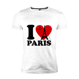 Мужская футболка премиум с принтом Я люблю Париж в Екатеринбурге, 92% хлопок, 8% лайкра | приталенный силуэт, круглый вырез ворота, длина до линии бедра, короткий рукав | paris | париж | франция france | эйфелева башня | я люблю