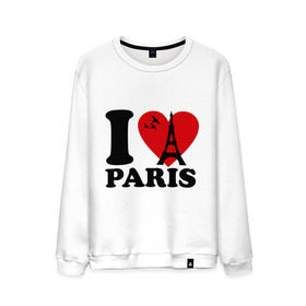 Мужской свитшот хлопок с принтом Я люблю Париж в Екатеринбурге, 100% хлопок |  | paris | париж | франция france | эйфелева башня | я люблю