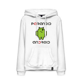 Мужская толстовка хлопок с принтом Paranoid android в Екатеринбурге, френч-терри, мягкий теплый начес внутри (100% хлопок) | карман-кенгуру, эластичные манжеты и нижняя кромка, капюшон с подкладом и шнурком | paranoid android | админу | андроид | параноик | прикольные