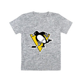 Детская футболка хлопок с принтом Pittsburgh Penguins в Екатеринбурге, 100% хлопок | круглый вырез горловины, полуприлегающий силуэт, длина до линии бедер | пингвин