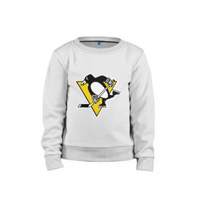 Детский свитшот хлопок с принтом Pittsburgh Penguins в Екатеринбурге, 100% хлопок | круглый вырез горловины, эластичные манжеты, пояс и воротник | пингвин