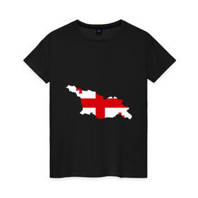 Женская футболка хлопок с принтом Грузия (Georgia) в Екатеринбурге, 100% хлопок | прямой крой, круглый вырез горловины, длина до линии бедер, слегка спущенное плечо | georgia | грузия | карта грузии | флаг грузии