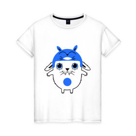 Женская футболка хлопок с принтом Totoro в Екатеринбурге, 100% хлопок | прямой крой, круглый вырез горловины, длина до линии бедер, слегка спущенное плечо | заяц