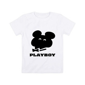 Детская футболка хлопок с принтом Playboy mishka в Екатеринбурге, 100% хлопок | круглый вырез горловины, полуприлегающий силуэт, длина до линии бедер | mishka | playboy | медведь | мишка | олимпиада 80 | олимпийский мишка | плейбой