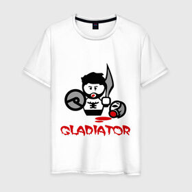 Мужская футболка хлопок с принтом Gladiator (Гладиатор) в Екатеринбурге, 100% хлопок | прямой крой, круглый вырез горловины, длина до линии бедер, слегка спущенное плечо. | gladiator | гладиатор