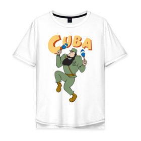 Мужская футболка хлопок Oversize с принтом Cuba - Fidel Castro в Екатеринбурге, 100% хлопок | свободный крой, круглый ворот, “спинка” длиннее передней части | castro | cuba | fidel | кастро | куба | лидер | фидель