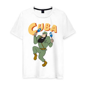 Мужская футболка хлопок с принтом Cuba - Fidel Castro в Екатеринбурге, 100% хлопок | прямой крой, круглый вырез горловины, длина до линии бедер, слегка спущенное плечо. | castro | cuba | fidel | кастро | куба | лидер | фидель