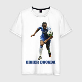 Мужская футболка хлопок с принтом Didier Drogba - Chelsea в Екатеринбурге, 100% хлопок | прямой крой, круглый вырез горловины, длина до линии бедер, слегка спущенное плечо. | 