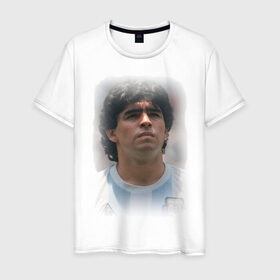 Мужская футболка хлопок с принтом Diego Maradona (2) в Екатеринбурге, 100% хлопок | прямой крой, круглый вырез горловины, длина до линии бедер, слегка спущенное плечо. | diego maradona | footballplayer | болельщикам | диего марадона | евро 2012 | футбол | футболист
