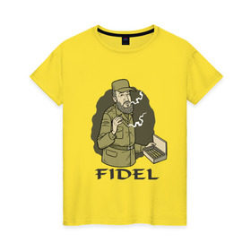 Женская футболка хлопок с принтом Fidel Castro - Фидель Кастро в Екатеринбурге, 100% хлопок | прямой крой, круглый вырез горловины, длина до линии бедер, слегка спущенное плечо | castro | cuba | fidel | кастро | куба | лидер | фидель