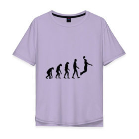 Мужская футболка хлопок Oversize с принтом Баскетбольная эволюция в Екатеринбурге, 100% хлопок | свободный крой, круглый ворот, “спинка” длиннее передней части | баскетбол | баскетболист | дарвин | человек | эволюция