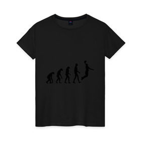 Женская футболка хлопок с принтом Баскетбольная эволюция в Екатеринбурге, 100% хлопок | прямой крой, круглый вырез горловины, длина до линии бедер, слегка спущенное плечо | баскетбол | баскетболист | дарвин | человек | эволюция