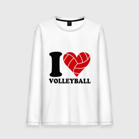 Мужской лонгслив хлопок с принтом I love volleyball - Я люблю волейбол в Екатеринбурге, 100% хлопок |  | волейбол