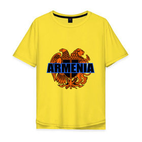Мужская футболка хлопок Oversize с принтом Армения в Екатеринбурге, 100% хлопок | свободный крой, круглый ворот, “спинка” длиннее передней части | Тематика изображения на принте: armenia | армянин | герб армении