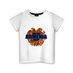 Детская футболка хлопок с принтом Армения в Екатеринбурге, 100% хлопок | круглый вырез горловины, полуприлегающий силуэт, длина до линии бедер | armenia | армянин | герб армении