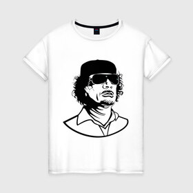 Женская футболка хлопок с принтом Kaddafi в Екатеринбурге, 100% хлопок | прямой крой, круглый вырез горловины, длина до линии бедер, слегка спущенное плечо | кадафи | кадафиkaddafi | каддафи | ливия | муамар | муаммар