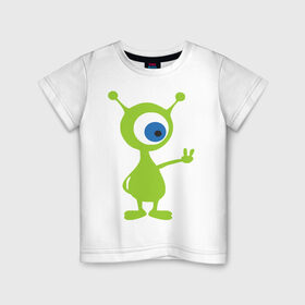 Детская футболка хлопок с принтом Инопланетный зверек в Екатеринбурге, 100% хлопок | круглый вырез горловины, полуприлегающий силуэт, длина до линии бедер | гуманоид | инопланетный зверек с планеты эпиметей.пришельцы | инопланетянин | нло