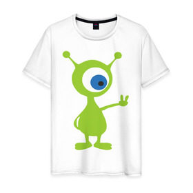 Мужская футболка хлопок с принтом Инопланетный зверек в Екатеринбурге, 100% хлопок | прямой крой, круглый вырез горловины, длина до линии бедер, слегка спущенное плечо. | гуманоид | инопланетный зверек с планеты эпиметей.пришельцы | инопланетянин | нло