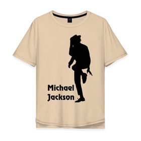 Мужская футболка хлопок Oversize с принтом Michael Jackson (15) в Екатеринбурге, 100% хлопок | свободный крой, круглый ворот, “спинка” длиннее передней части | Тематика изображения на принте: michael jackson | pop | король | легенда | майкл джексон | поп | силуэт