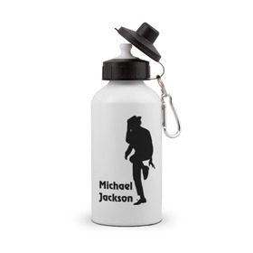 Бутылка спортивная с принтом Michael Jackson (15) в Екатеринбурге, металл | емкость — 500 мл, в комплекте две пластиковые крышки и карабин для крепления | michael jackson | pop | король | легенда | майкл джексон | поп | силуэт