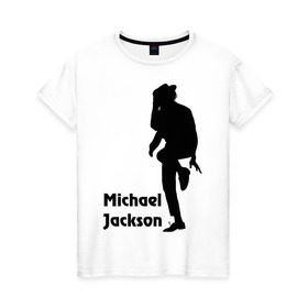 Женская футболка хлопок с принтом Michael Jackson (15) в Екатеринбурге, 100% хлопок | прямой крой, круглый вырез горловины, длина до линии бедер, слегка спущенное плечо | michael jackson | pop | король | легенда | майкл джексон | поп | силуэт