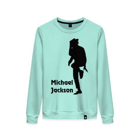 Женский свитшот хлопок с принтом Michael Jackson (15) в Екатеринбурге, 100% хлопок | прямой крой, круглый вырез, на манжетах и по низу широкая трикотажная резинка  | michael jackson | pop | король | легенда | майкл джексон | поп | силуэт