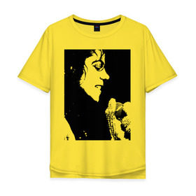 Мужская футболка хлопок Oversize с принтом Michael Jackson (14) в Екатеринбурге, 100% хлопок | свободный крой, круглый ворот, “спинка” длиннее передней части | michael jackson | pop | король | легенда | майкл джексон | майкл джексонпортрет | поп