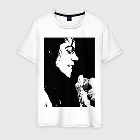 Мужская футболка хлопок с принтом Michael Jackson (14) в Екатеринбурге, 100% хлопок | прямой крой, круглый вырез горловины, длина до линии бедер, слегка спущенное плечо. | michael jackson | pop | король | легенда | майкл джексон | майкл джексонпортрет | поп