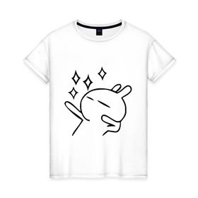 Женская футболка хлопок с принтом Disco rabbit в Екатеринбурге, 100% хлопок | прямой крой, круглый вырез горловины, длина до линии бедер, слегка спущенное плечо | disco rabbit | диско кролик | дискотека | кролик