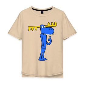 Мужская футболка хлопок Oversize с принтом Лось в Екатеринбурге, 100% хлопок | свободный крой, круглый ворот, “спинка” длиннее передней части | happy tree friends | лось
