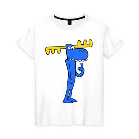 Женская футболка хлопок с принтом Лось в Екатеринбурге, 100% хлопок | прямой крой, круглый вырез горловины, длина до линии бедер, слегка спущенное плечо | happy tree friends | лось