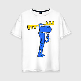 Женская футболка хлопок Oversize с принтом Лось в Екатеринбурге, 100% хлопок | свободный крой, круглый ворот, спущенный рукав, длина до линии бедер
 | happy tree friends | лось
